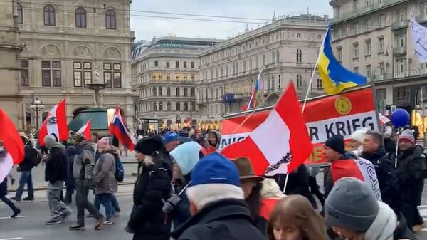 Митинг в Вене с требованием нейтральной позиции по Украине и прекращения поставок оружия Киеву