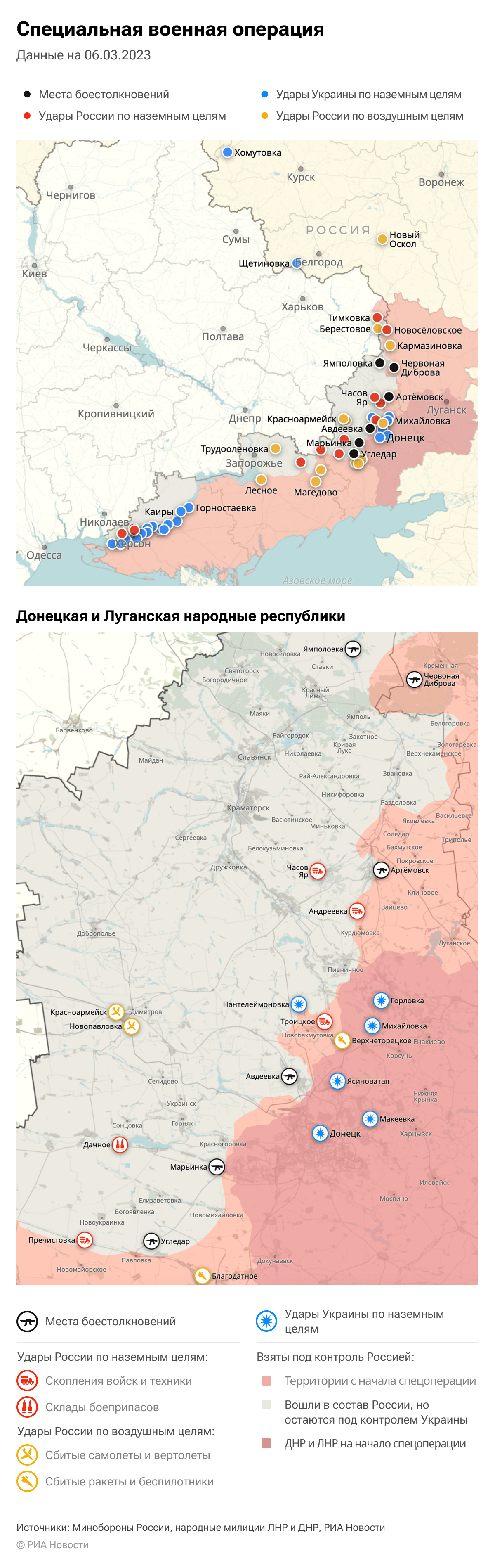 Карта спецоперации Вооруженных сил России на Украине на 06.03.2023 Карта спецоперации Вооруженных сил России на Украине на 06.03.2023