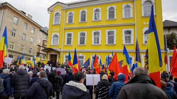 Участники протеста в Молдавии