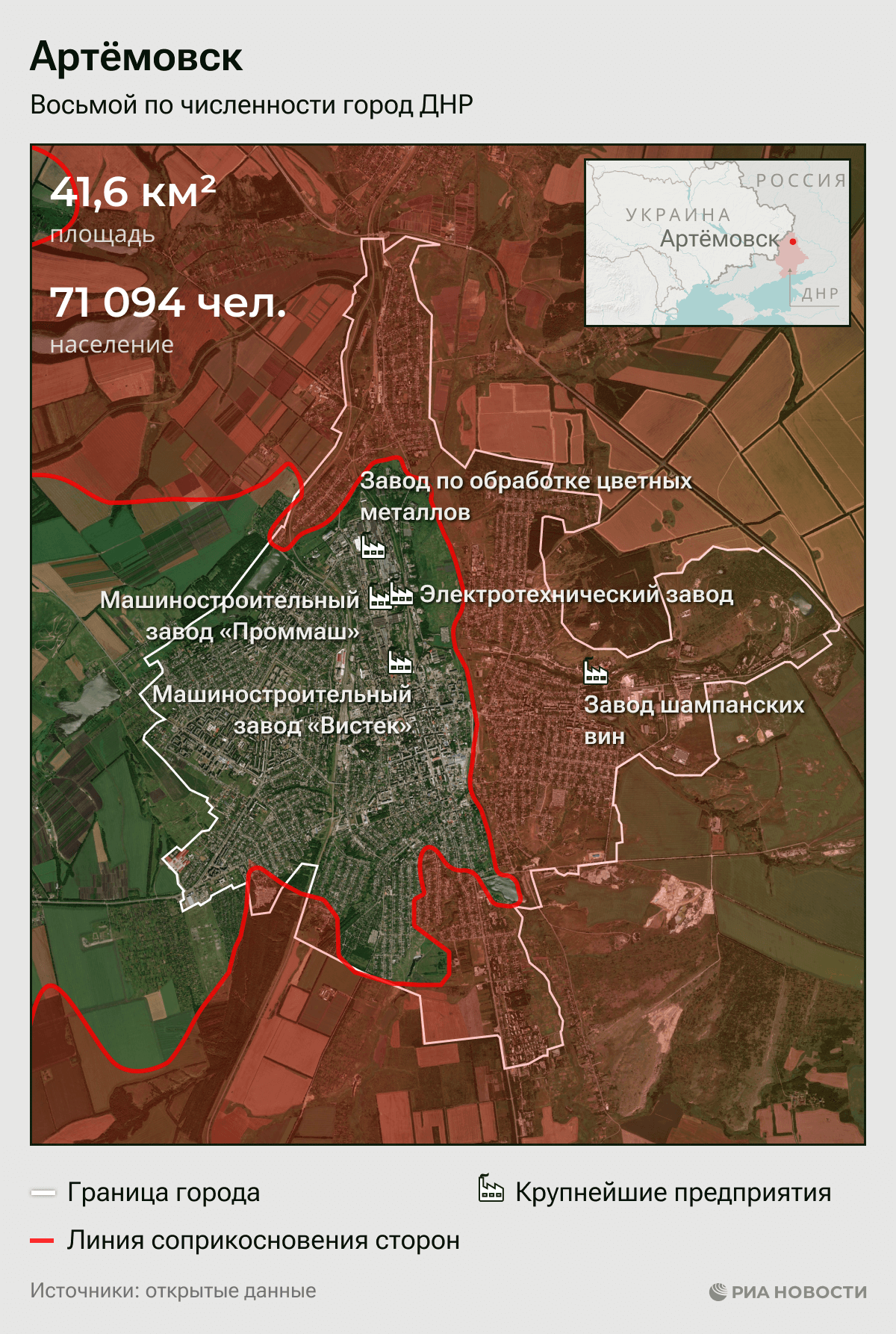 Artemivsk: Key Features and Line of Contact Artemivsk: Key Features and Line of Contact