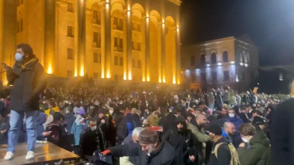 Беспорядки в ходе акции у здания парламента в Тбилиси