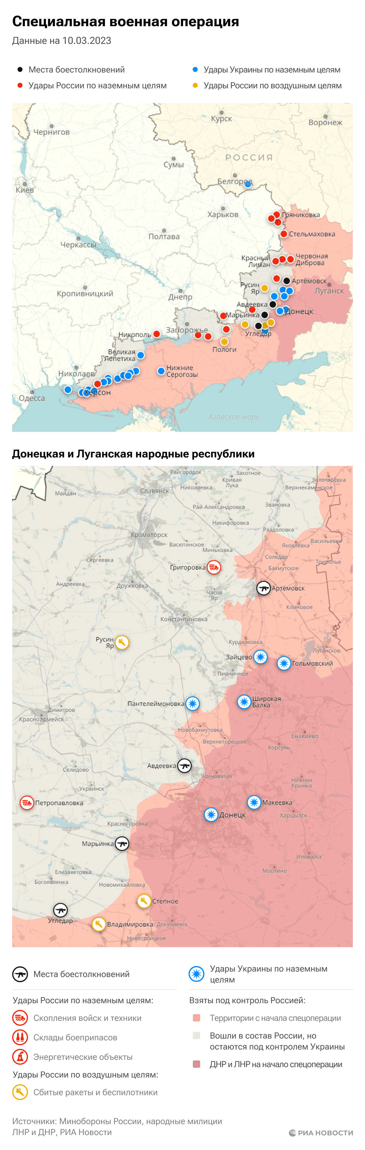 Карта спецоперации Вооруженных сил России на Украине на 10.03.2023 Карта спецоперации Вооруженных сил России на Украине на 10.03.2023