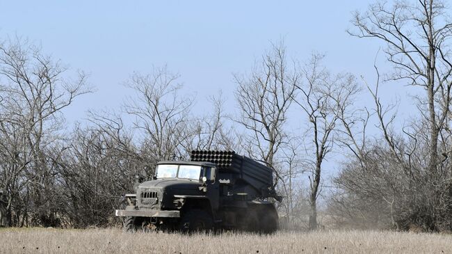 Реактивная система залпового огня Торнадо-Г Вооруженных сил России в секторе СВО