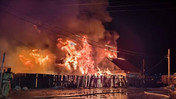 Пожар в частных домах в садоводстве Зеленая горка, Иркутская область