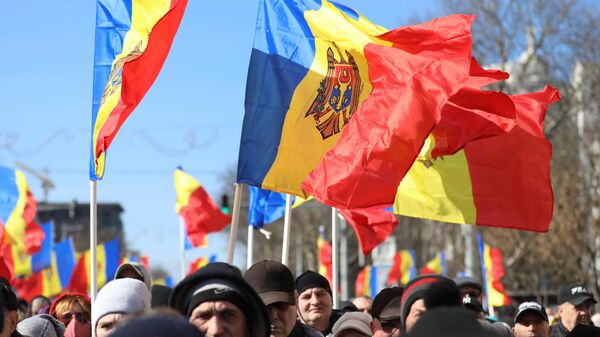 Opposition protesters in central Chisinau