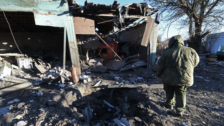 Здание в Волновахе ДНР, пострадавшее в результате обстрела со стороны ВСУ