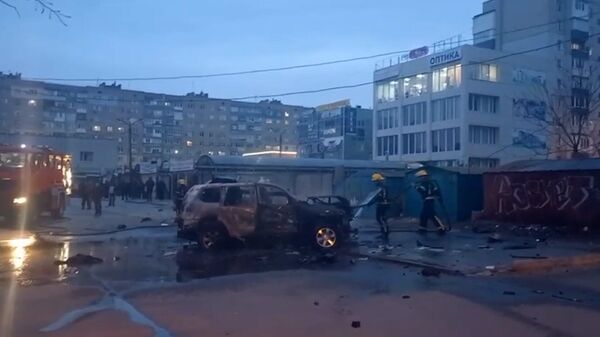 Кадры с места взрыва автомобиля в Мелитополе