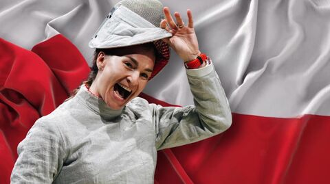 Софья Великая на фоне флага Польши