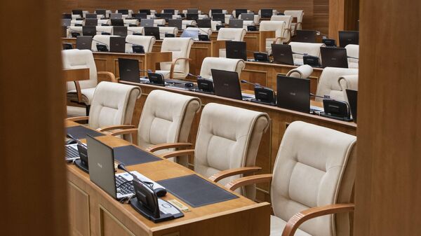 Зал заседания депутатов в здании парламента Казахстана в Астане