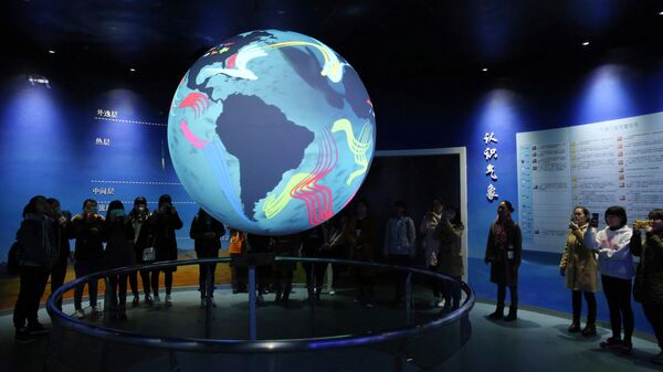 Китайские студенты во время посещения Музея метеорологии в Наньтуне