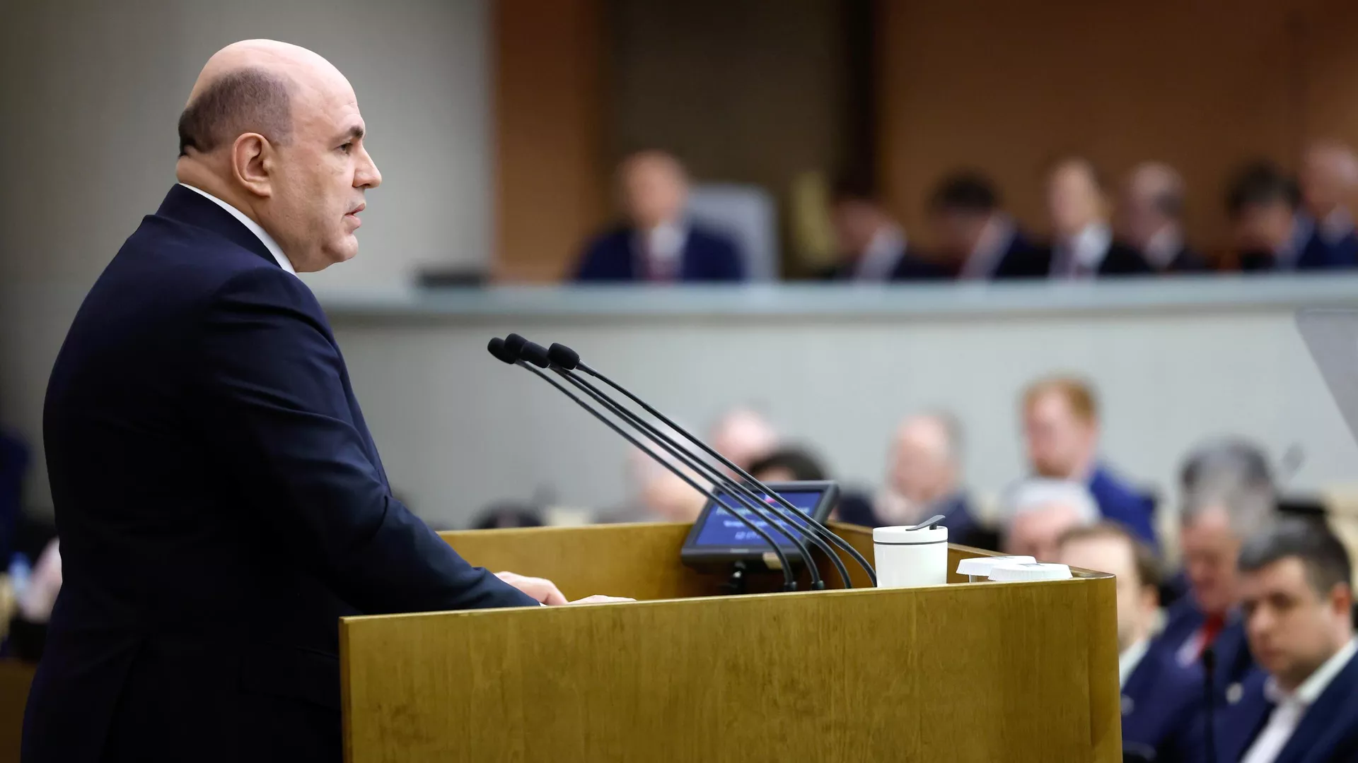 Председатель правительства РФ Михаил Мишустин выступает с ежегодным отчетом правительства РФ в Государственной Думе РФ - РИА Новости, 1920, 18.04.2023