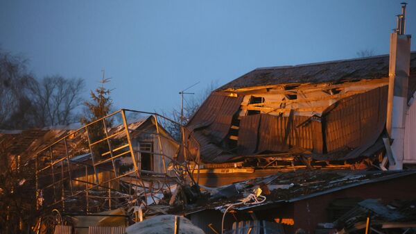 Жилые дома, разрушенные в результате взрыва, в Киреевске Тульской области