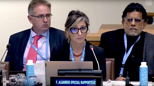 Ειδική Εισηγήτρια του ΟΗΕ για την κατάσταση των ανθρωπίνων δικαιωμάτων στην κατεχόμενη Παλαιστίνη Francesca Albanese