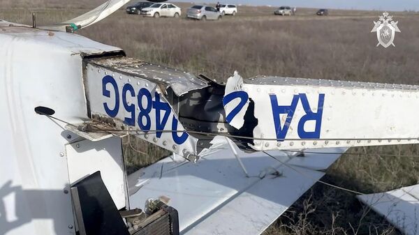 Место крушения легкомоторного самолета в Волгоградской области. 3 апреля 2023