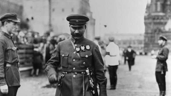 Семен Михайлович Буденный инспектор кавалерии РККА на Красной площади в Москве, 1928