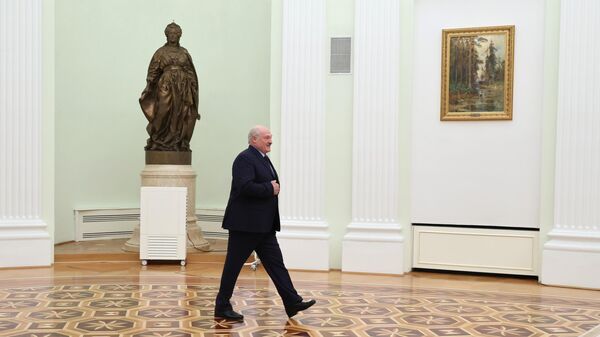  Президент Белоруссии Александр Лукашенко перед началом встречи с президентом РФ Владимиром Путиным.