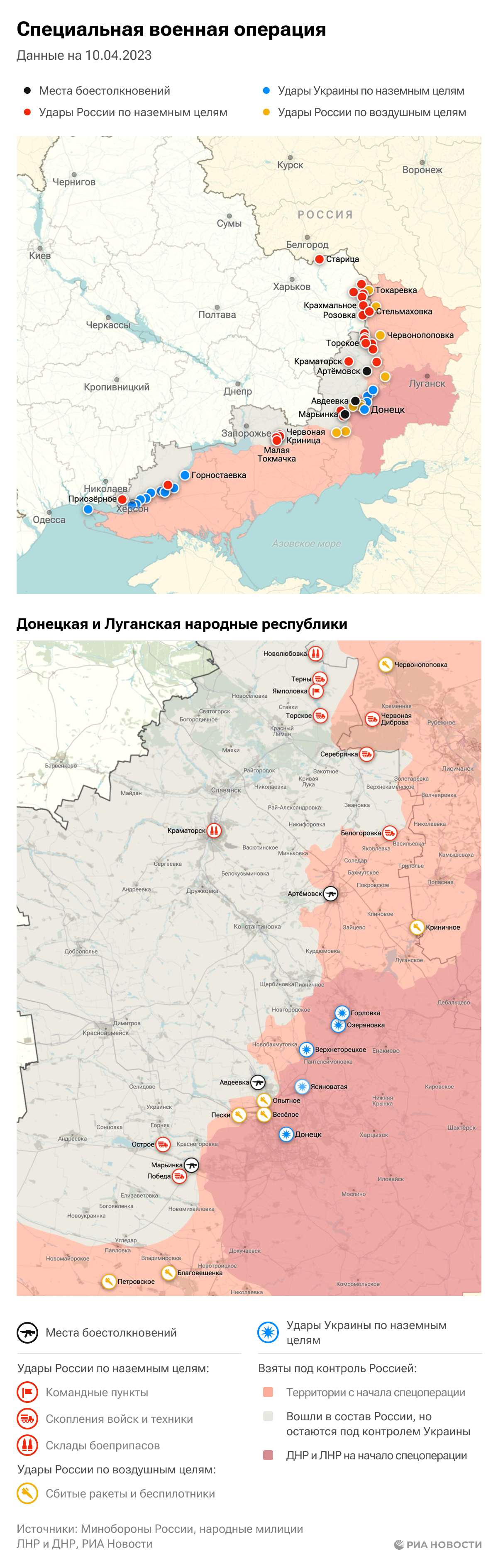 Карта спецоперации Вооруженных сил России на Украине на 10.04.2023 Карта спецоперации Вооруженных сил России на Украине на 10.04.2023