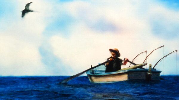 Frame from the old man and the sea cartoon