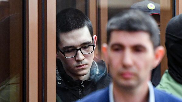 Ильназ Галявиев во время оглашения приговора по делу о стрельбе в казанской гимназии на заседании в Верховном суде Татарстана. 13 апреля 2023