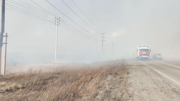 Ландшафтный пожар в Усть-Абаканском районе Хакасии