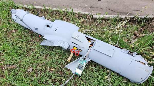 Обломки беспилотника ВСУ американского происхождения, сбитого системой ПВО в Киевском районе Донецка