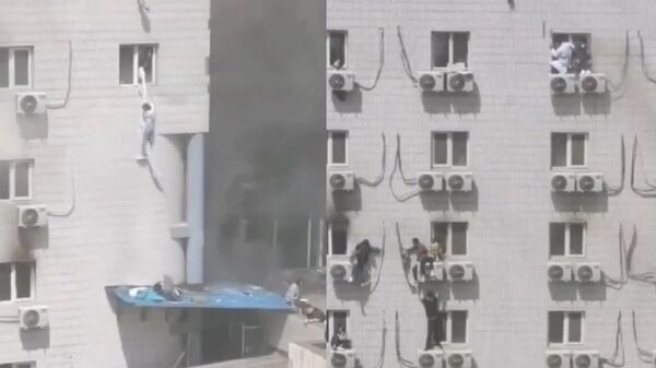 Пожар в пекинской больнице Чанфэн. Кадр видео очевидца