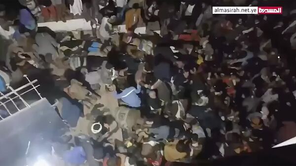 Кадр видео во время давки в Сане. 19 апреля 2023