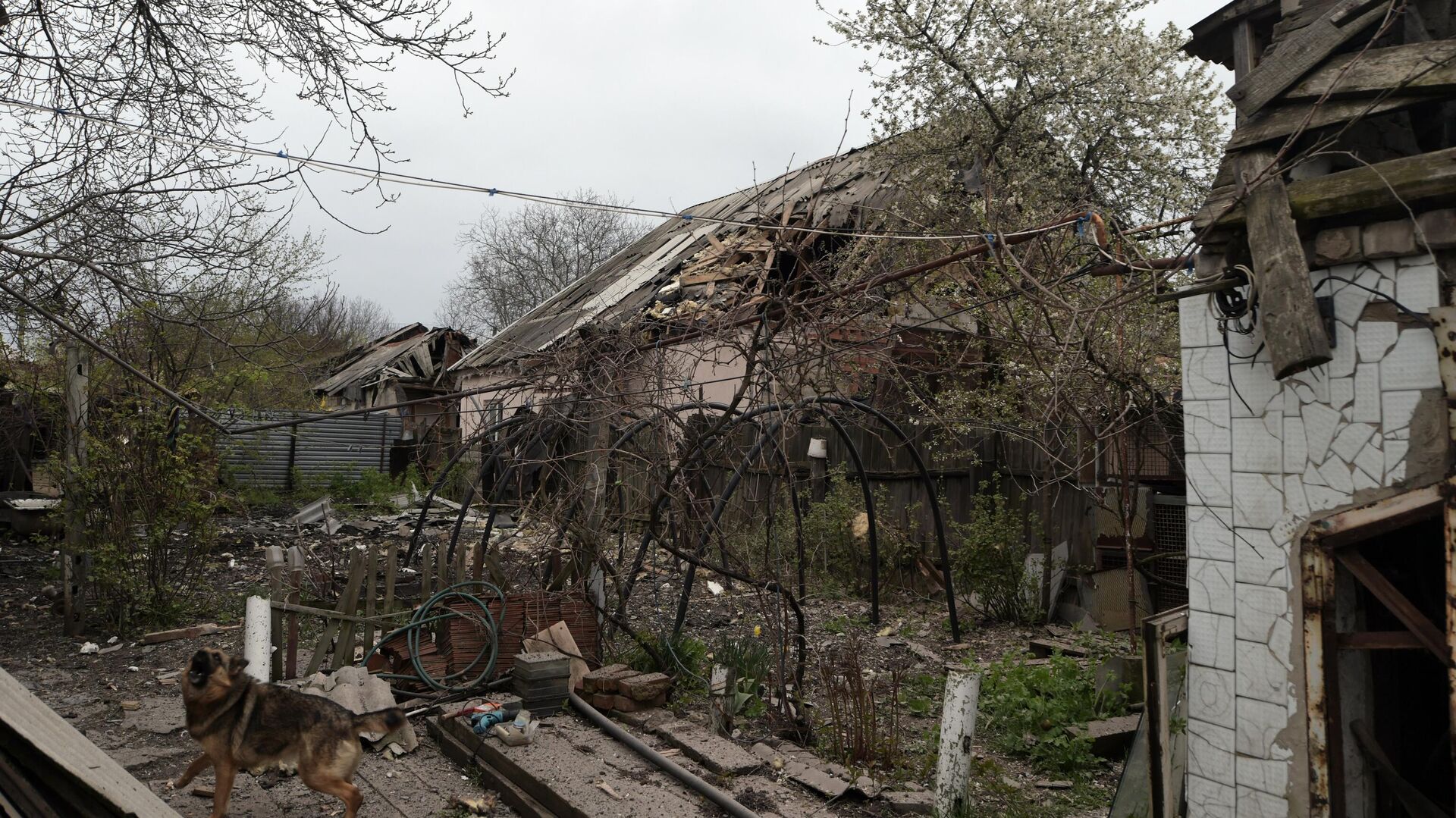 Жилой дом, поврежденный в результате обстрела со стороны ВСУ Донецка - РИА Новости, 1920, 19.05.2023