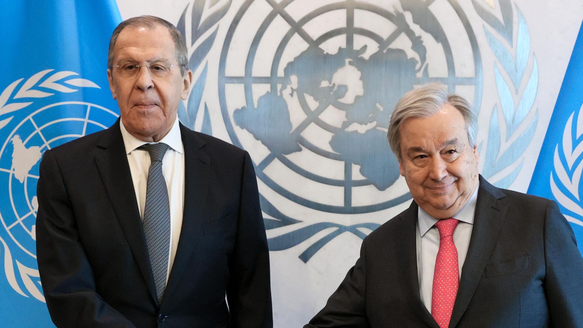 Russian Foreign Minister Sergei Lavrov and UN Secretary-General António Guterres during their meeting after the UN Security Council meeting in New York - RIA Novosti, 1920, 24.04.2023