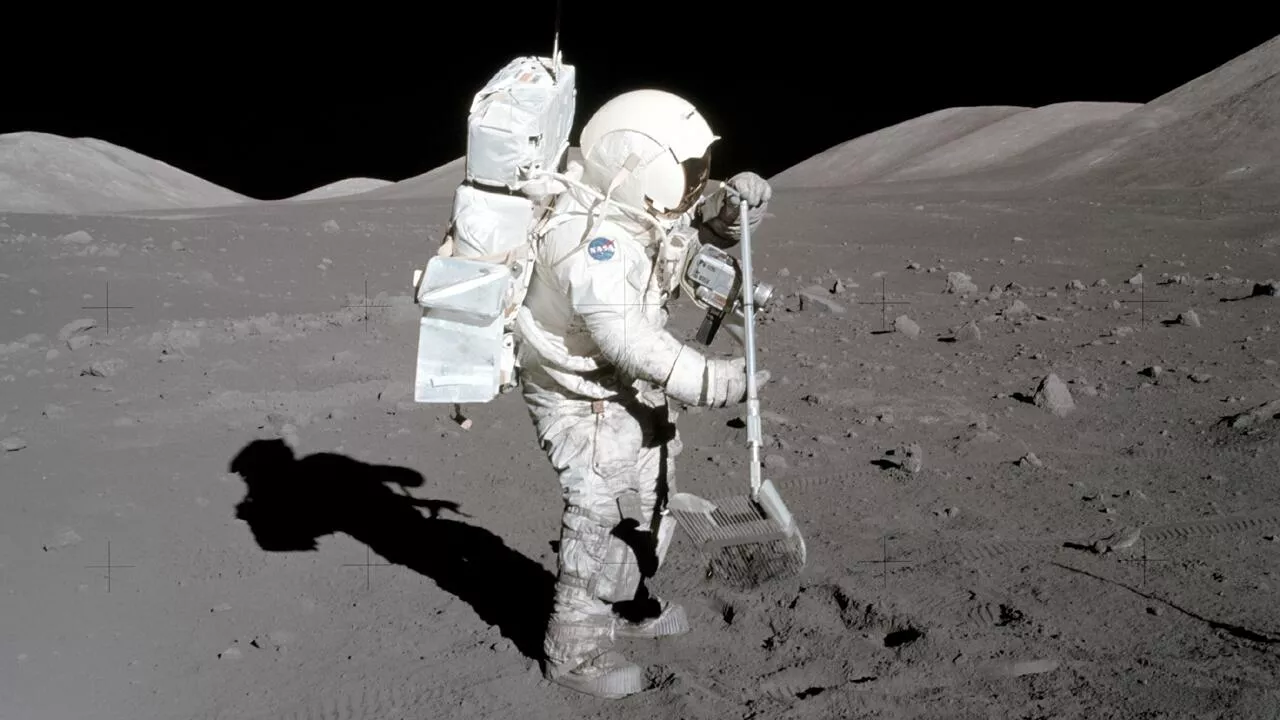 Geologist Harrison Schmitt on the Moon. Apollo 17 Mission, 1972