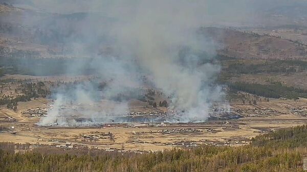 Пожар в селе Баляга Забайкальского края