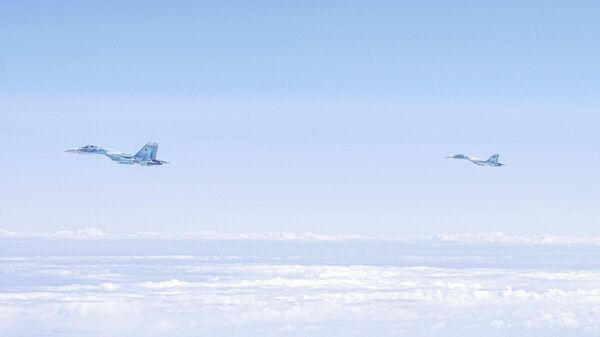 Российские истребители Су-27 на снимке, опубликованном ВВС Германии