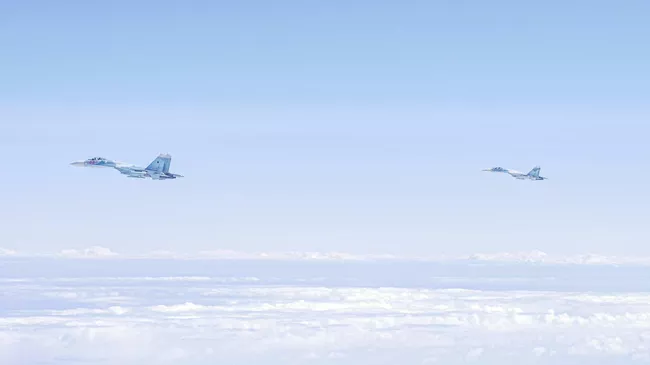 Российские истребители Су-27 на снимке, опубликованном ВВС Германии