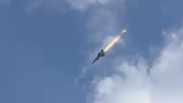 Падение истребителя МиГ-31 в Мурманской области. Кадр видео очевидца