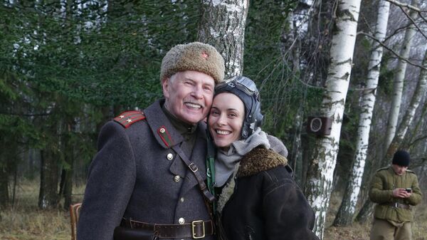 Владимир Гостюхин и Екатерина Олькина на съемках сериала Катюша