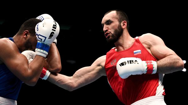Российский боксер Муслим Гаджимагомедов на чемпионате мира по боксу среди мужчин в Ташкенте.