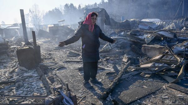 Жительница деревни Юлдус после пожара в Курганской области