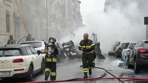 Место взрыва в Милане