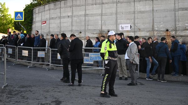 In Istanbul, a queue formed in front of the polling station where voting for the general elections took place.