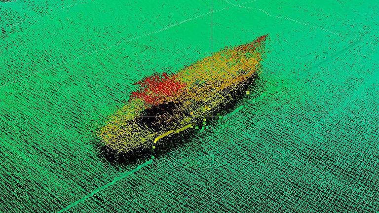 Компьютерная модель, затонувшего корабля на дне Ладожского озера