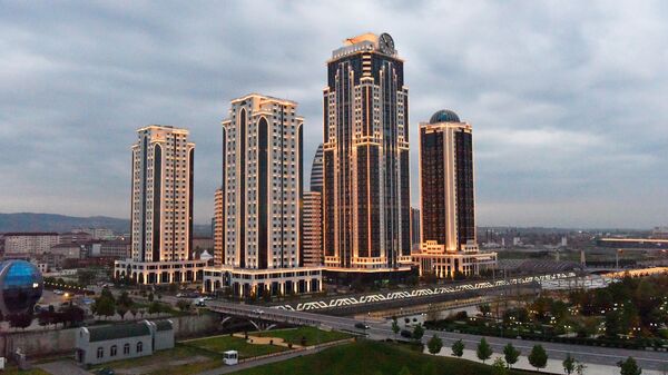 Вид на комплекс небоскребов Грозный-Сити, Чеченская Республика