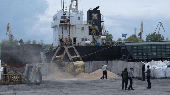 Погрузка зерна в порту Измаила, Украина. Архивное фото