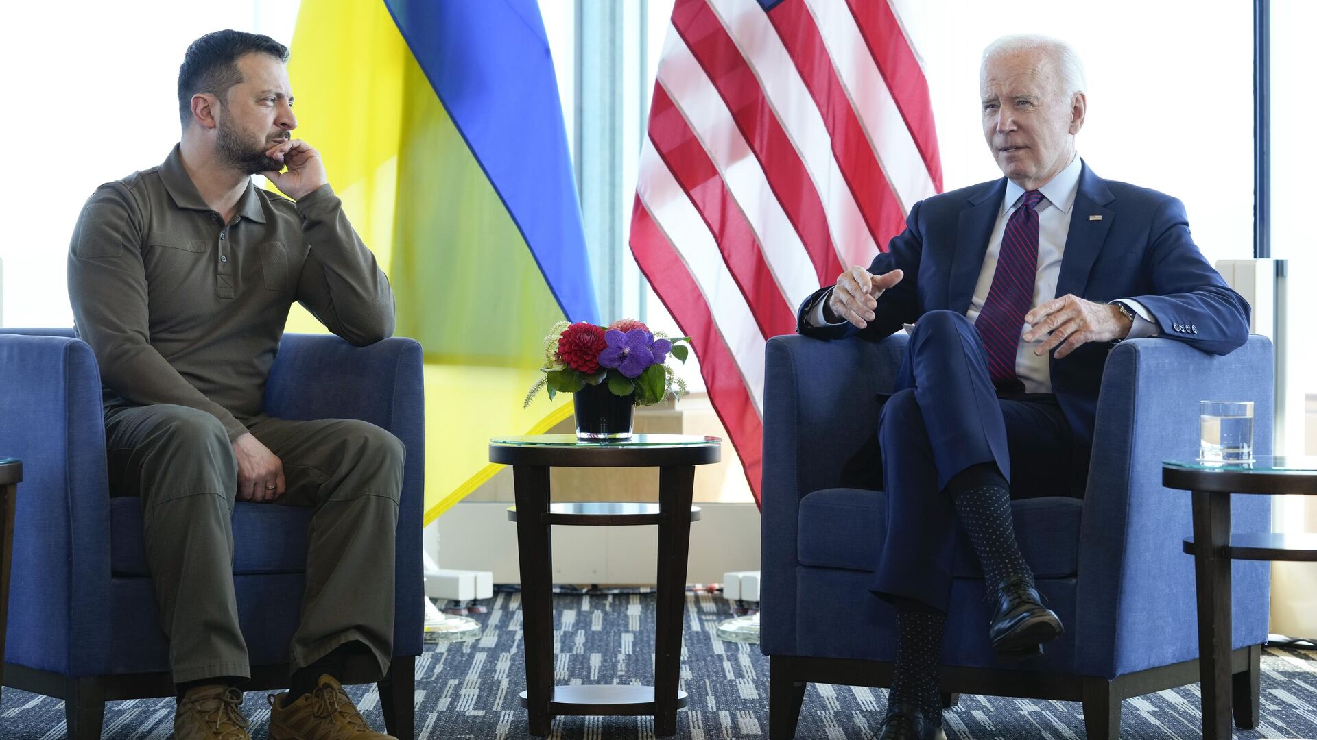 Президент США Джо Байден и президент Украины Владимир Зеленский во время встречи в Хиросиме, Япония - РИА Новости, 1920, 09.03.2024