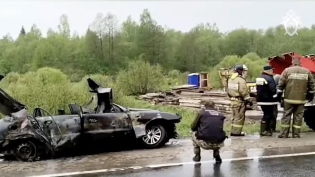 На месте ДТП в Рамешковском районе Тверской области. Кадр видео