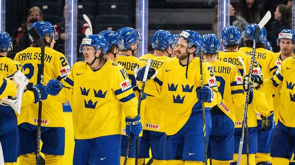 Хоккеисты сборной Швеции по хоккею на чемпионате мира 2023 года