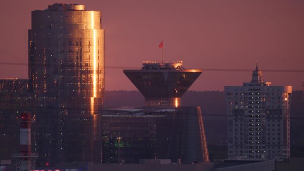 Вид на башню здания правительства Московской области в городе Красногорске Московской области