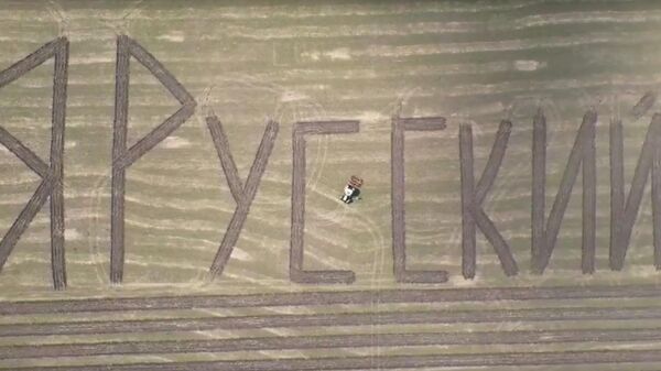 Фермер Николай Щелоков на тракторе сделал в поле в Арзамасском районе Нижегородской области огромную надпись Я русский 