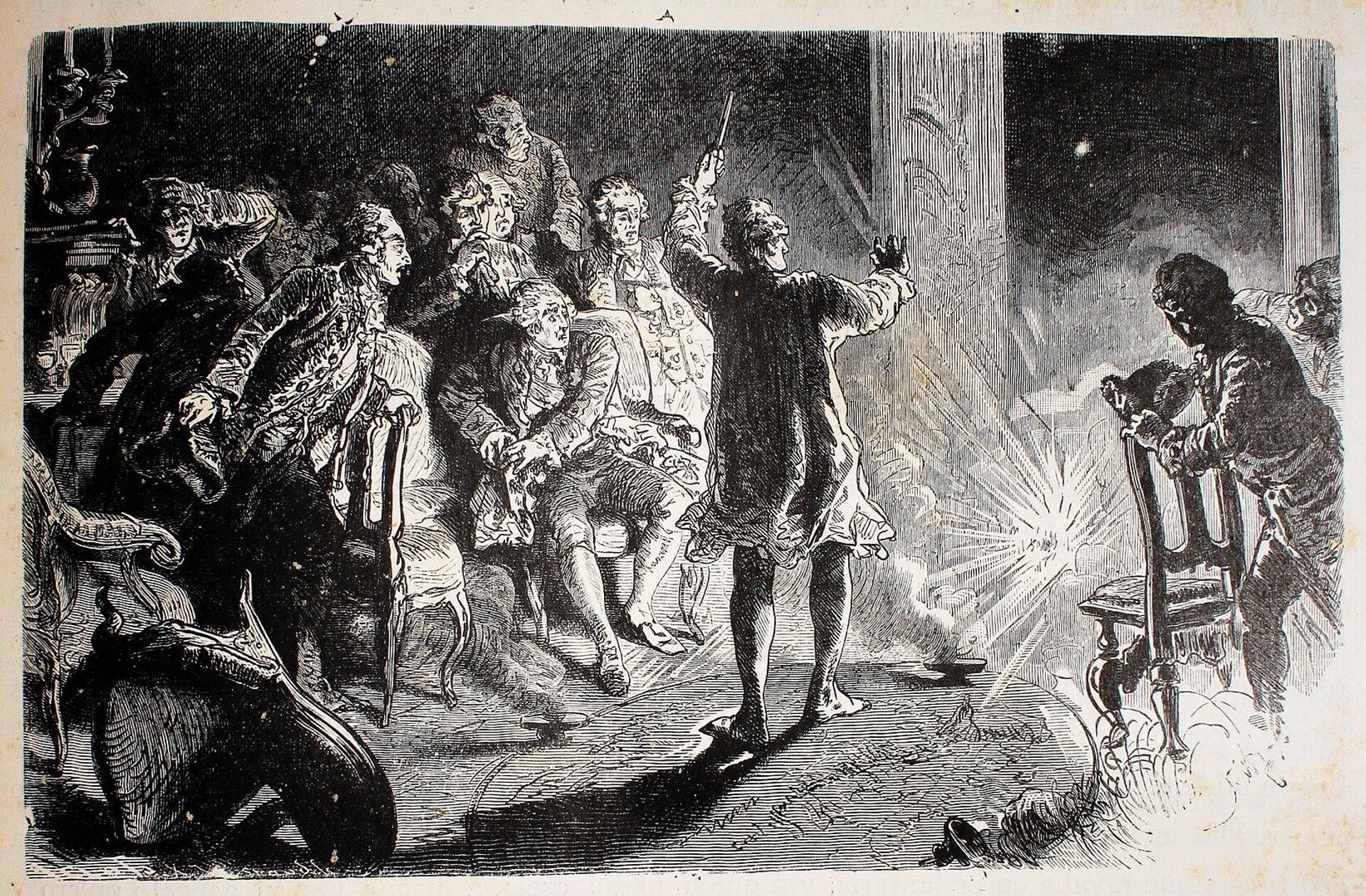 Иллюстрация XIX века к выступлению Калиостро в Дрездене - РИА Новости, 1920, 01.06.2023