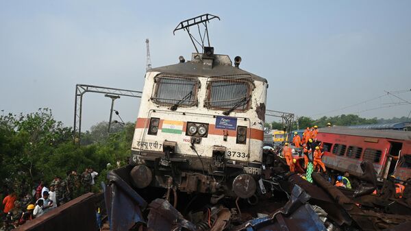 На месте столкновения поездов в индийском штате Одиша