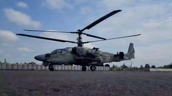 Уничтожение украинских опорных пунктов экипажем Ка-52 